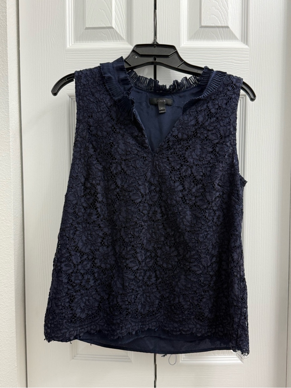 J. Crew Navy Lace Sleeveless Blouse